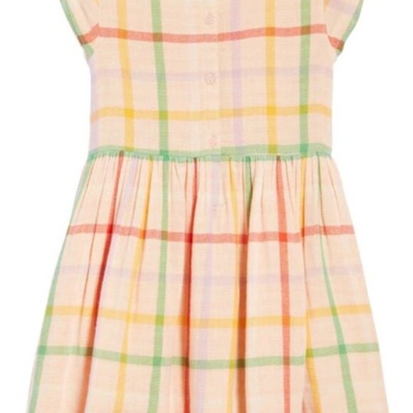 Kids' Plaid Bow Pocket Dress In Pink English- Multi Windowpane - Picture 3 of 4